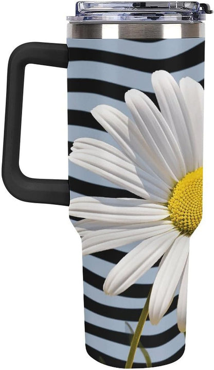40 Oz Double Insulated Tumblers With Handles Pelican Birds Printed Insulated Tumbler With Straw With Lid Leak-proof Stainless Steel Travel Coffee Mug - Colors A