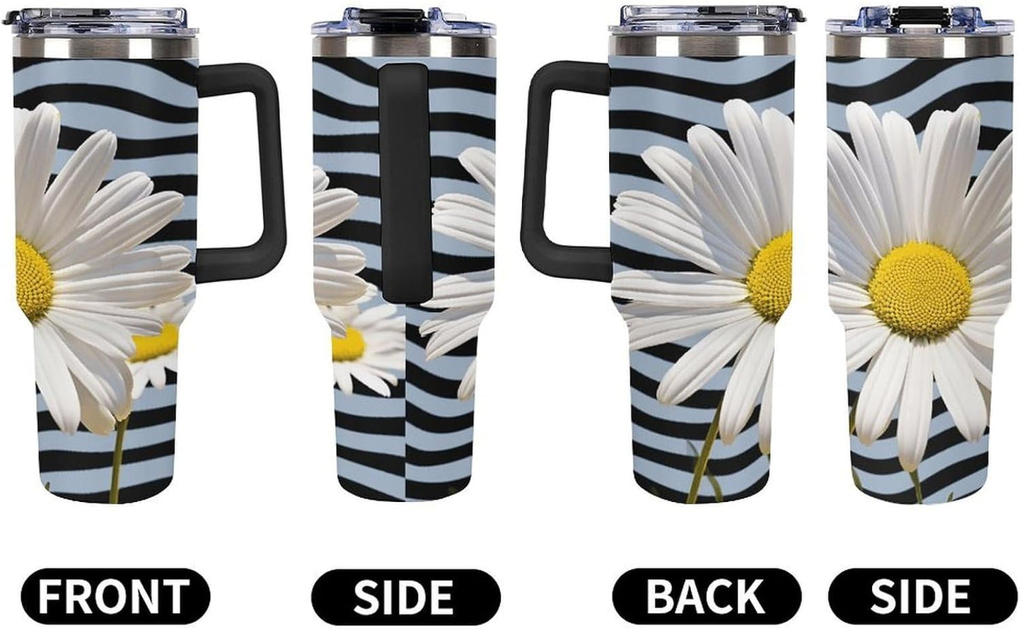 40 Oz Double Insulated Tumblers With Handles Pelican Birds Printed Insulated Tumbler With Straw With Lid Leak-proof Stainless Steel Travel Coffee Mug - Colors A