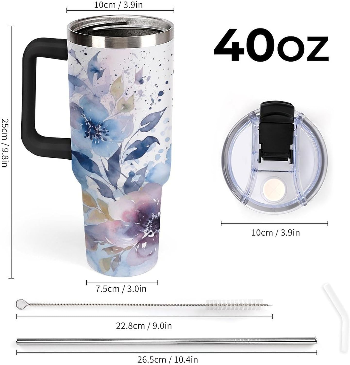 40 Oz Double Insulated Tumblers With Handles Pelican Birds Printed Insulated Tumbler With Straw With Lid Leak-proof Stainless Steel Travel Coffee Mug - Colors A