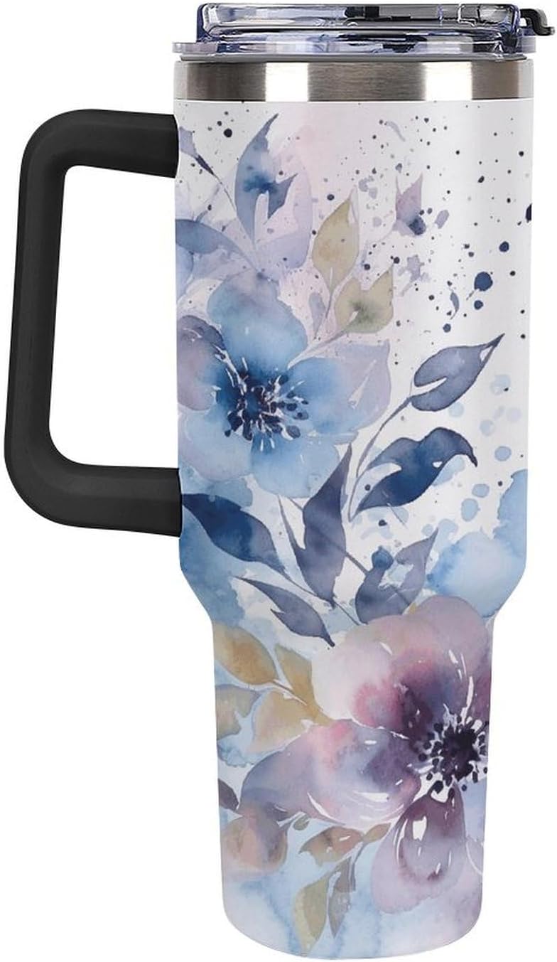 40 Oz Double Insulated Tumblers With Handles Pelican Birds Printed Insulated Tumbler With Straw With Lid Leak-proof Stainless Steel Travel Coffee Mug - Colors A