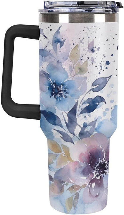 40 Oz Double Insulated Tumblers With Handles Pelican Birds Printed Insulated Tumbler With Straw With Lid Leak-proof Stainless Steel Travel Coffee Mug - Colors A