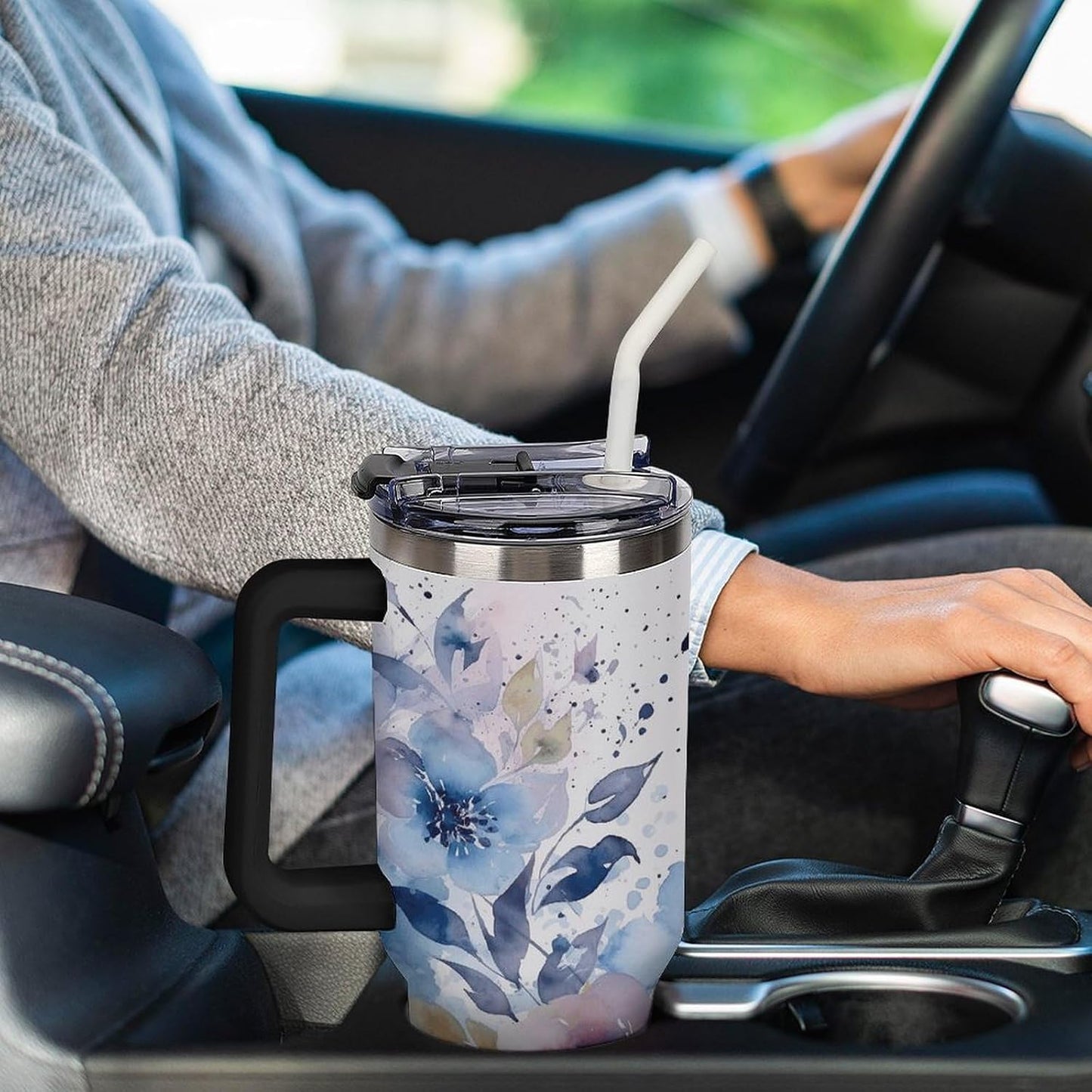 40 Oz Double Insulated Tumblers With Handles Pelican Birds Printed Insulated Tumbler With Straw With Lid Leak-proof Stainless Steel Travel Coffee Mug - Colors A