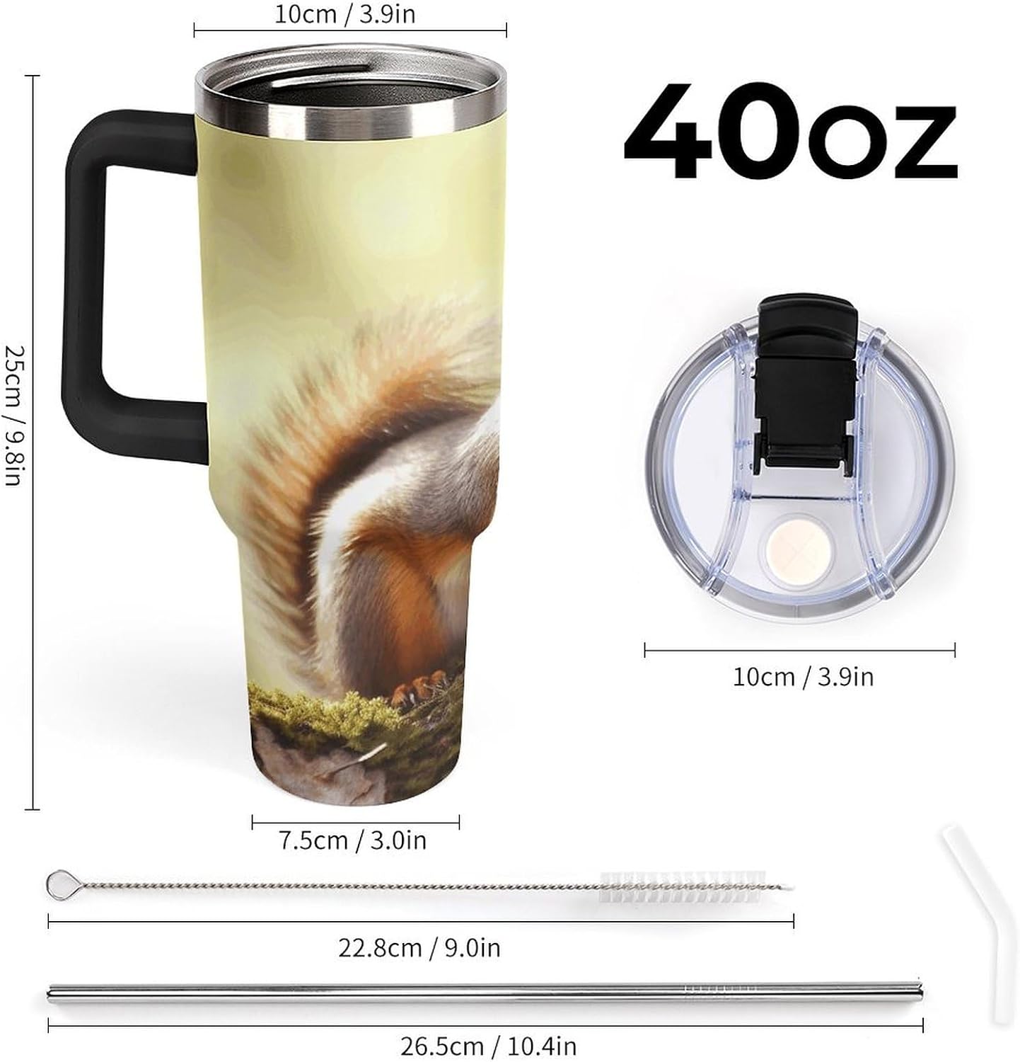 40 Oz Double Insulated Tumblers With Handles Pelican Birds Printed Insulated Tumbler With Straw With Lid Leak-proof Stainless Steel Travel Coffee Mug - Colors A