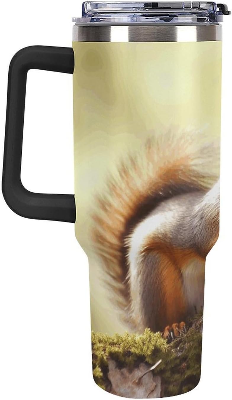 40 Oz Double Insulated Tumblers With Handles Pelican Birds Printed Insulated Tumbler With Straw With Lid Leak-proof Stainless Steel Travel Coffee Mug - Colors A
