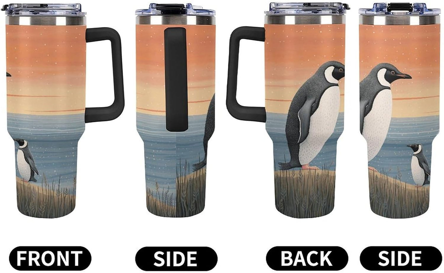 40 Oz Double Insulated Tumblers With Handles Pelican Birds Printed Insulated Tumbler With Straw With Lid Leak-proof Stainless Steel Travel Coffee Mug - Colors A