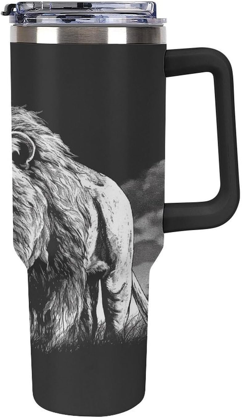 40 Oz Double Insulated Tumblers With Handles Pelican Birds Printed Insulated Tumbler With Straw With Lid Leak-proof Stainless Steel Travel Coffee Mug - Colors A