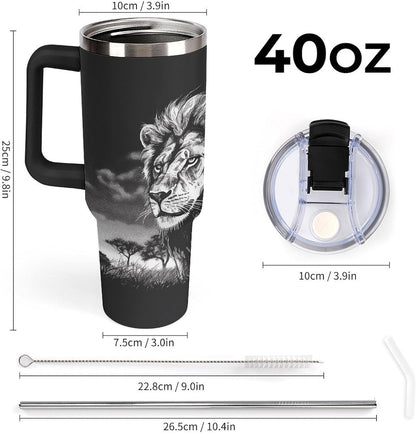 40 Oz Double Insulated Tumblers With Handles Pelican Birds Printed Insulated Tumbler With Straw With Lid Leak-proof Stainless Steel Travel Coffee Mug - Colors A