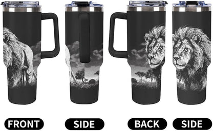 40 Oz Double Insulated Tumblers With Handles Pelican Birds Printed Insulated Tumbler With Straw With Lid Leak-proof Stainless Steel Travel Coffee Mug - Colors A