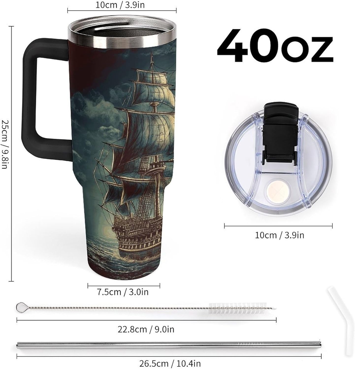 40 Oz Double Insulated Tumblers With Handles Pelican Birds Printed Insulated Tumbler With Straw With Lid Leak-proof Stainless Steel Travel Coffee Mug - Colors A