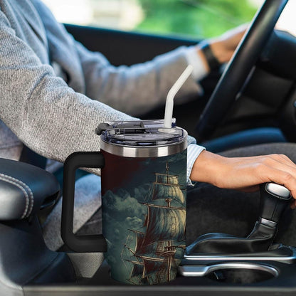 40 Oz Double Insulated Tumblers With Handles Pelican Birds Printed Insulated Tumbler With Straw With Lid Leak-proof Stainless Steel Travel Coffee Mug - Colors A