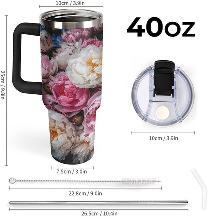 40 Oz Double Insulated Tumblers With Handles Pelican Birds Printed Insulated Tumbler With Straw With Lid Leak-proof Stainless Steel Travel Coffee Mug - Colors A