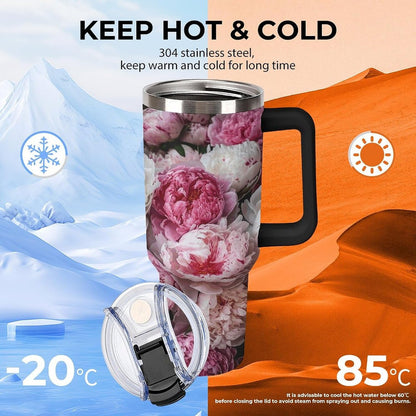 40 Oz Double Insulated Tumblers With Handles Pelican Birds Printed Insulated Tumbler With Straw With Lid Leak-proof Stainless Steel Travel Coffee Mug - Colors A