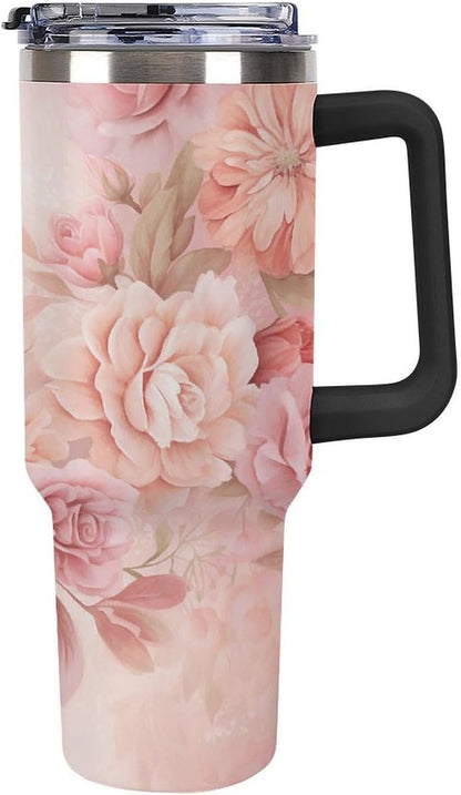 40 Oz Double Insulated Tumblers With Handles Pelican Birds Printed Insulated Tumbler With Straw With Lid Leak-proof Stainless Steel Travel Coffee Mug - Colors A