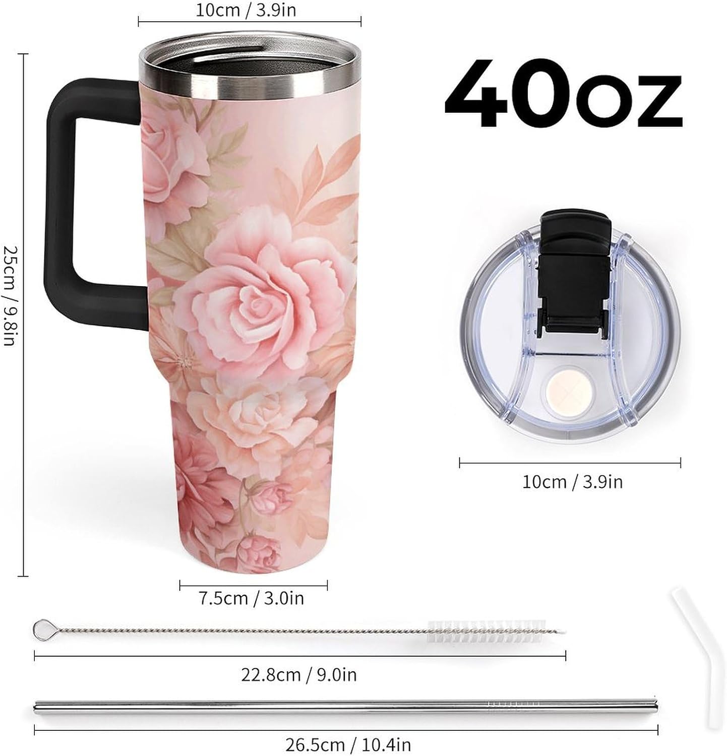 40 Oz Double Insulated Tumblers With Handles Pelican Birds Printed Insulated Tumbler With Straw With Lid Leak-proof Stainless Steel Travel Coffee Mug - Colors A