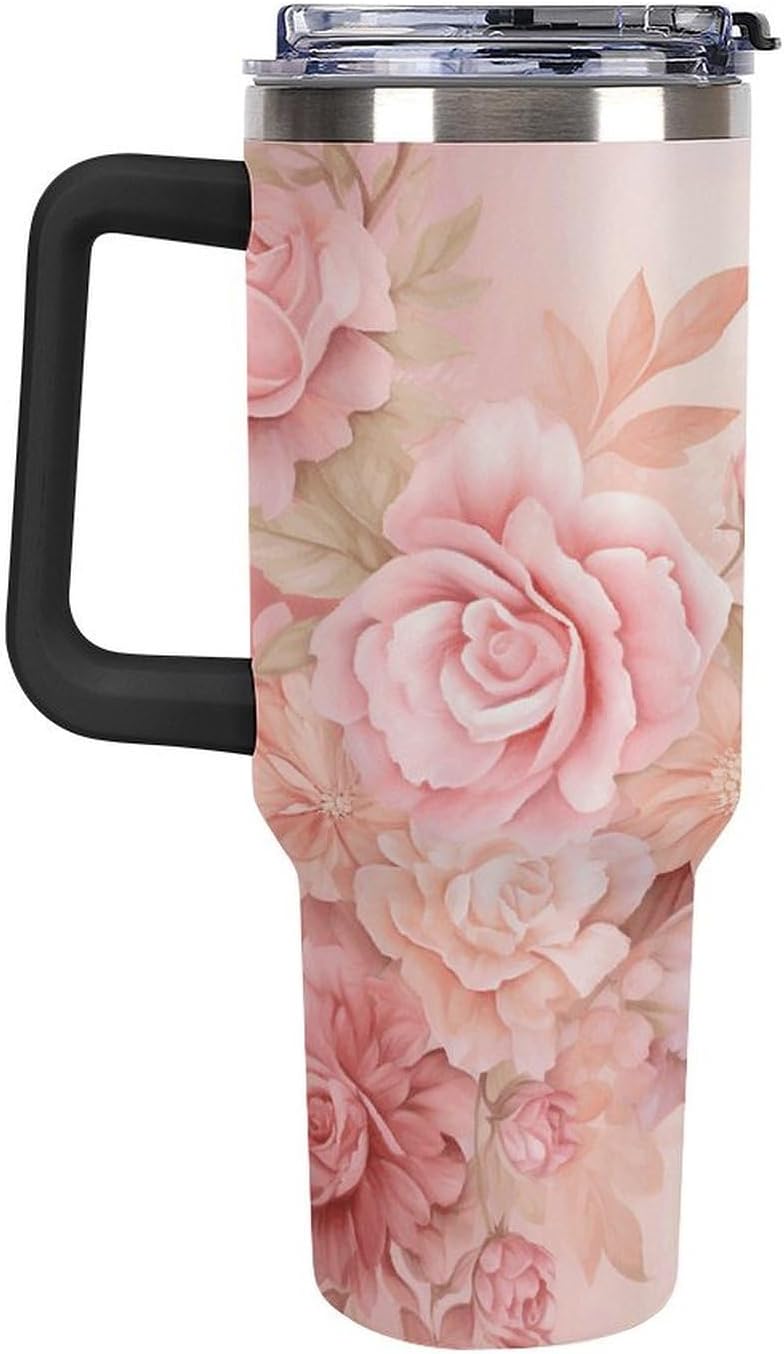 40 Oz Double Insulated Tumblers With Handles Pelican Birds Printed Insulated Tumbler With Straw With Lid Leak-proof Stainless Steel Travel Coffee Mug - Colors A