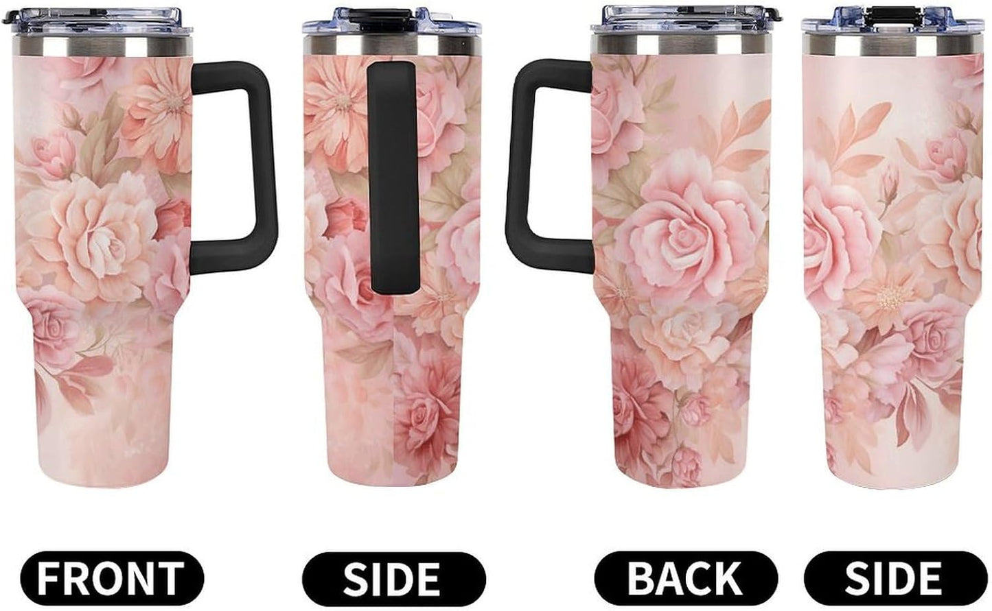 40 Oz Double Insulated Tumblers With Handles Pelican Birds Printed Insulated Tumbler With Straw With Lid Leak-proof Stainless Steel Travel Coffee Mug - Colors A