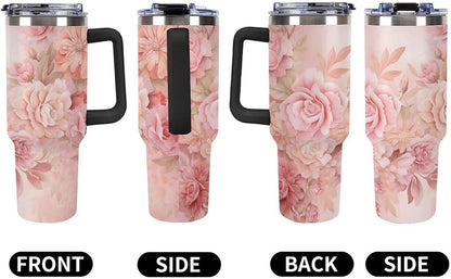40 Oz Double Insulated Tumblers With Handles Pelican Birds Printed Insulated Tumbler With Straw With Lid Leak-proof Stainless Steel Travel Coffee Mug - Colors A