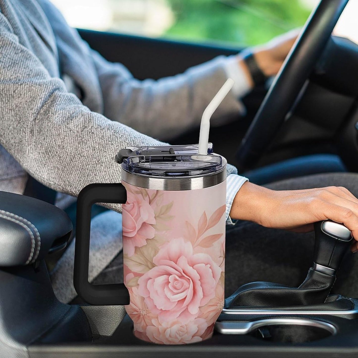 40 Oz Double Insulated Tumblers With Handles Pelican Birds Printed Insulated Tumbler With Straw With Lid Leak-proof Stainless Steel Travel Coffee Mug - Colors A