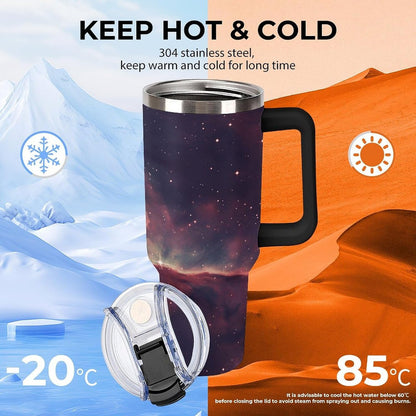 40 Oz Double Insulated Tumblers With Handles Pelican Birds Printed Insulated Tumbler With Straw With Lid Leak-proof Stainless Steel Travel Coffee Mug - Colors A