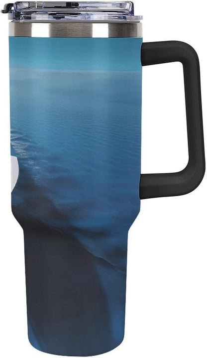 40 Oz Double Insulated Tumblers With Handles Pelican Birds Printed Insulated Tumbler With Straw With Lid Leak-proof Stainless Steel Travel Coffee Mug - Colors A