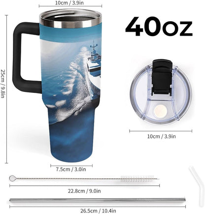 40 Oz Double Insulated Tumblers With Handles Pelican Birds Printed Insulated Tumbler With Straw With Lid Leak-proof Stainless Steel Travel Coffee Mug - Colors A