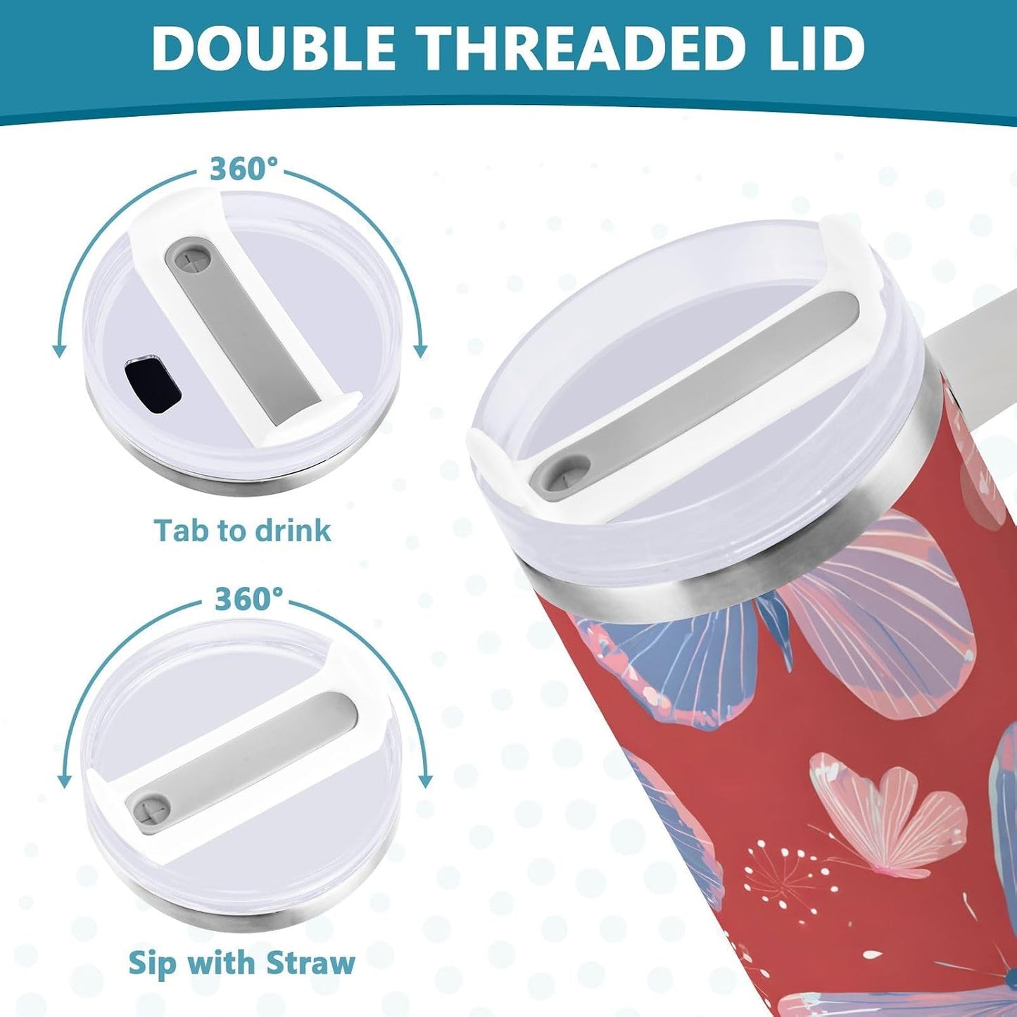 Pink Rose Floral Roses 30 oz Tumbler with Handle and Straw Lid, Insulated Stainless Steel Water Bottle Portable Travel Coffee Tea Mug Cup