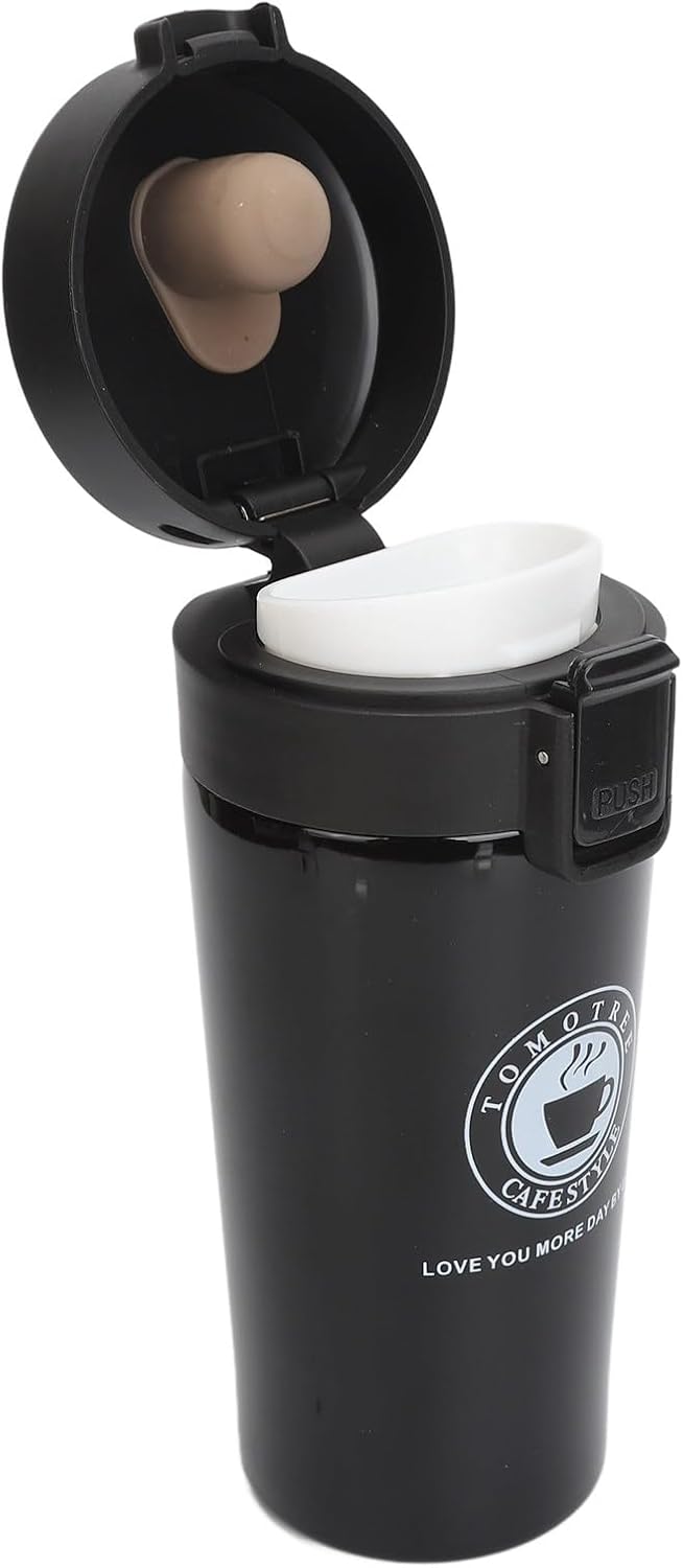 Insulated Coffee Cup, Premium Stainless Steel Double Wall Travel Mug with Leakproof Snap Flip Lid s and Office Use 380ml