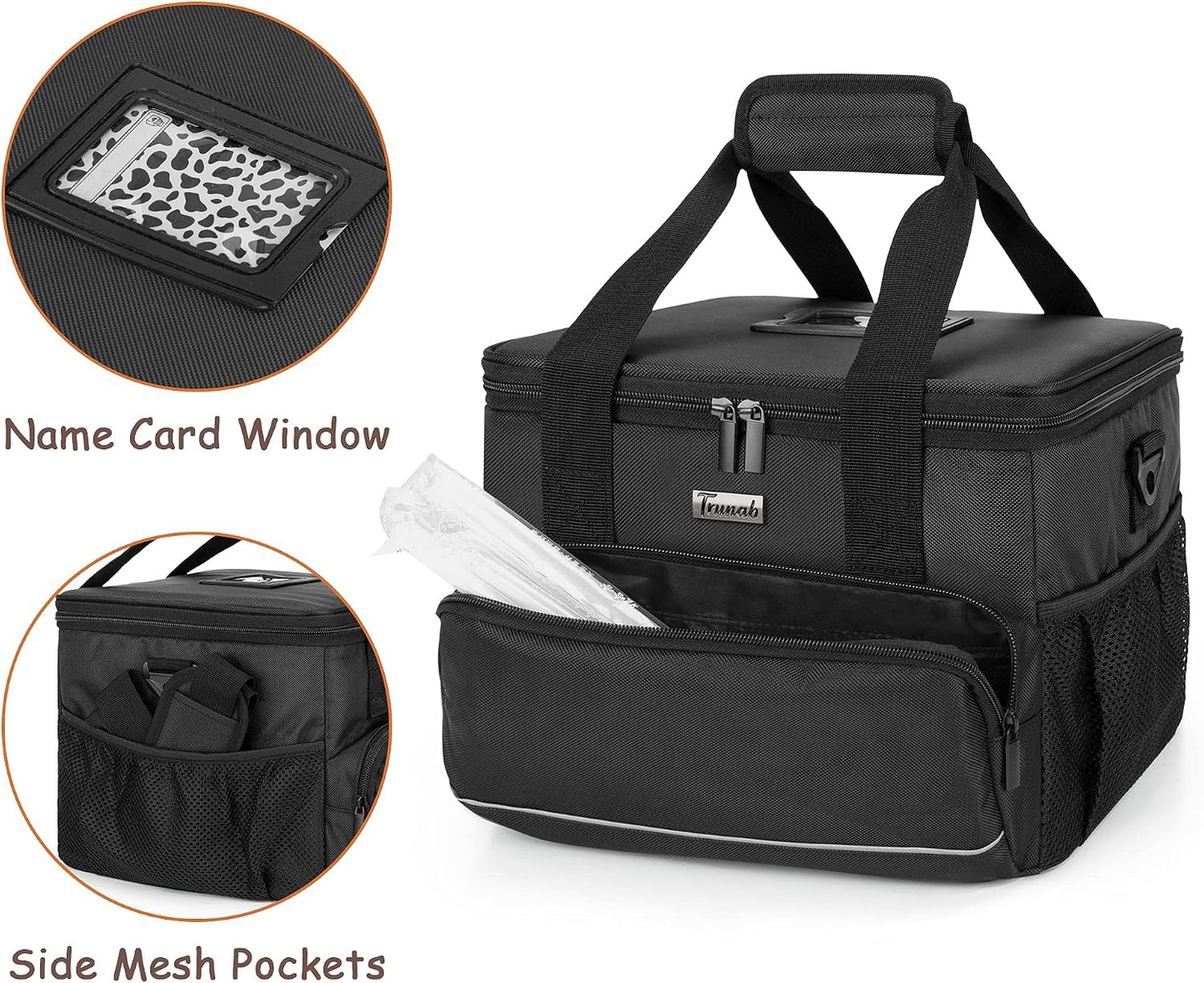6-Cup Drink Carrier for Delivery Insulated Tote Bag, Black | Adjustable Dividers, Handle & Shoulder Strap,Reusable for Beverages,Food Take Out,Outdoors