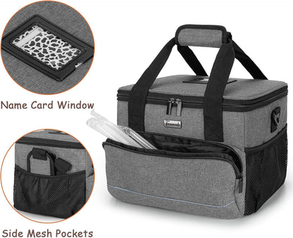 6-Cup Drink Carrier for Delivery Insulated Tote Bag, Black | Adjustable Dividers, Handle & Shoulder Strap,Reusable for Beverages,Food Take Out,Outdoors