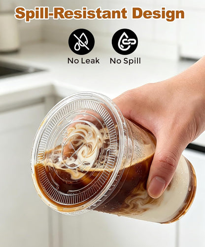 Ginkgo 50 Pack 20 oz Plastic Iced Coffee Cups with Lids and Straws