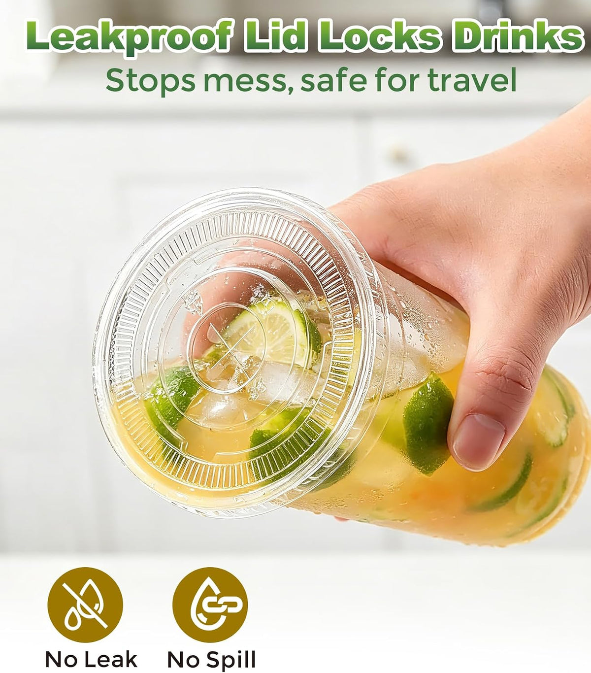 Ginkgo 50 Pack 20 oz Plastic Iced Coffee Cups with Lids and Straws