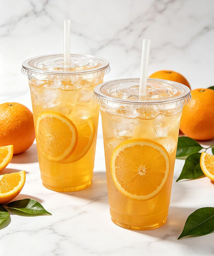 Ginkgo 50 Pack 20 oz Plastic Iced Coffee Cups with Lids and Straws