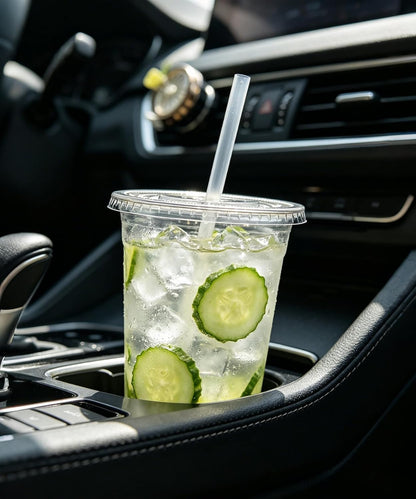 Ginkgo 50 Pack 20 oz Plastic Iced Coffee Cups with Lids and Straws