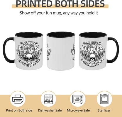 Old Fuckers Club, 100% Bitter Lifetimes Member travel coffee mug with handle