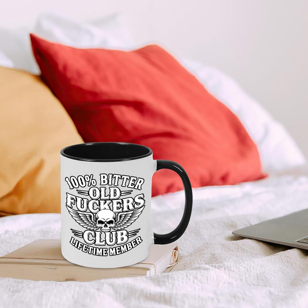 Old Fuckers Club, 100% Bitter Lifetimes Member travel coffee mug with handle
