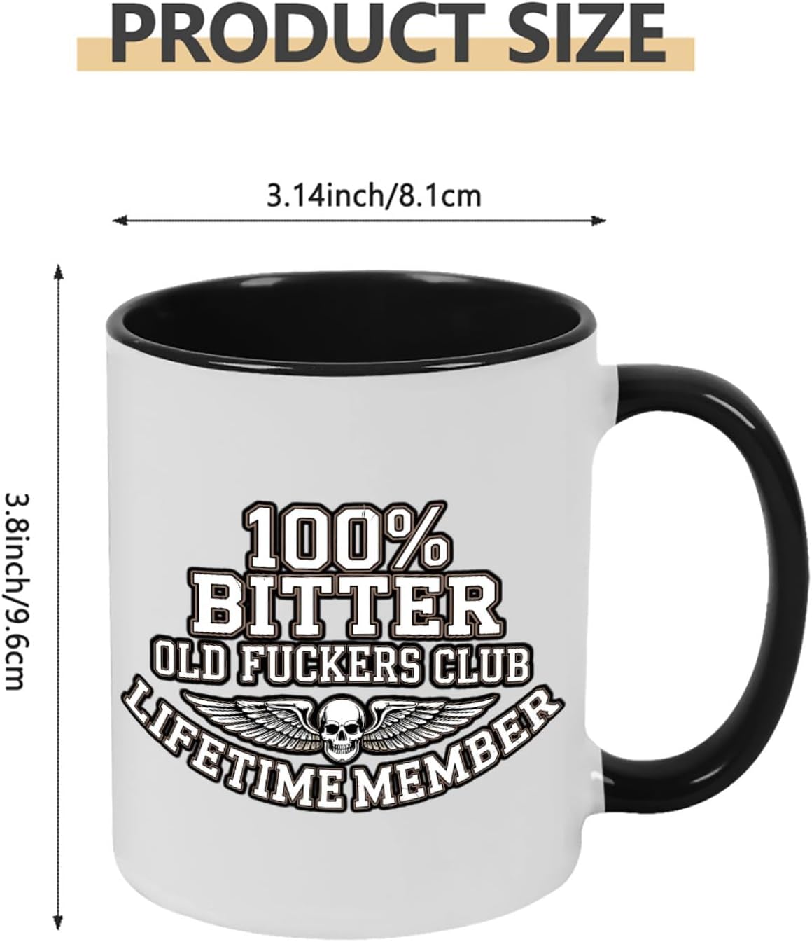Old Fuckers Club, 100% Bitter Lifetimes Member travel coffee mug with handle