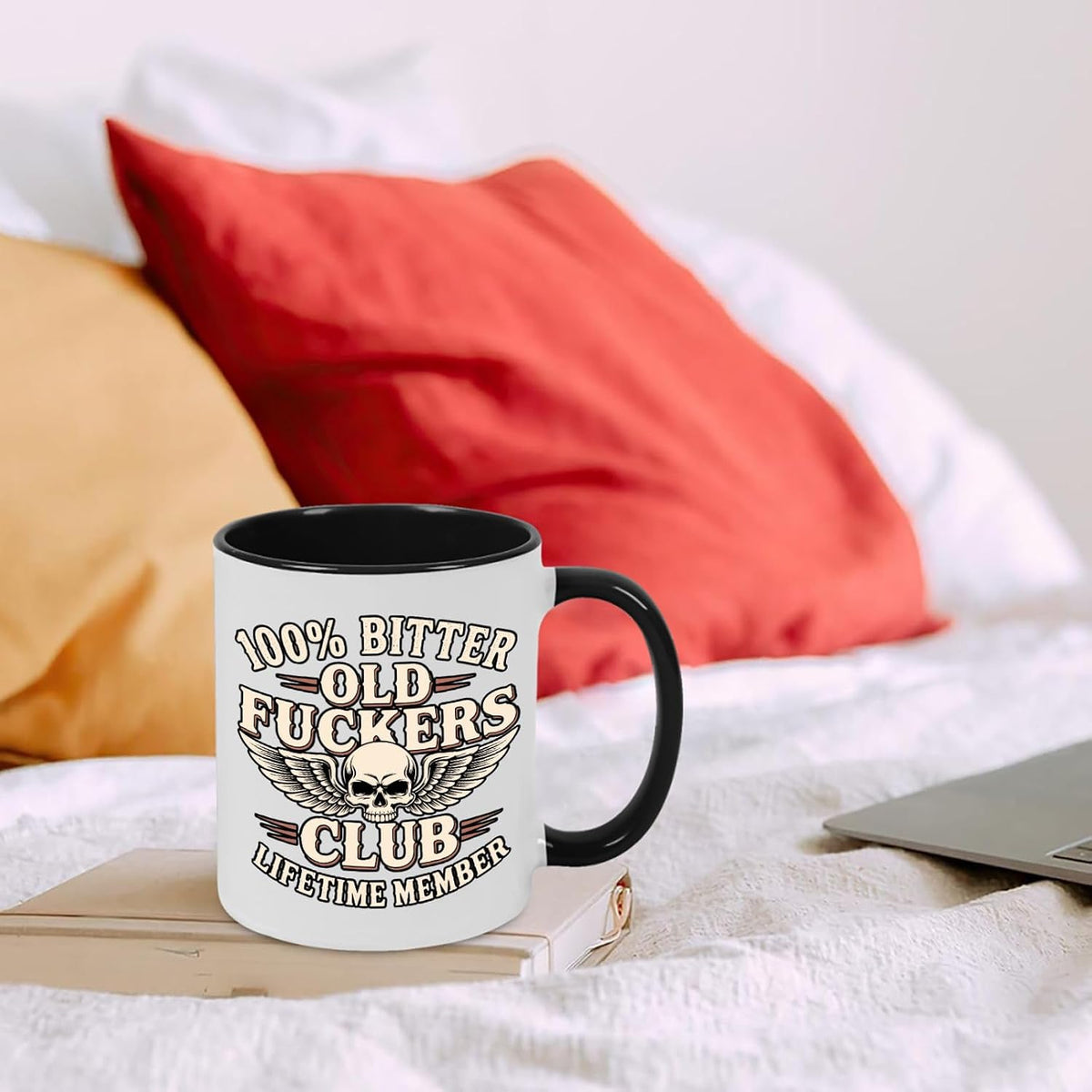 Old Fuckers Club, 100% Bitter Lifetimes Member travel coffee mug with handle