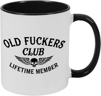Old Fuckers Club, 100% Bitter Lifetimes Member travel coffee mug with handle