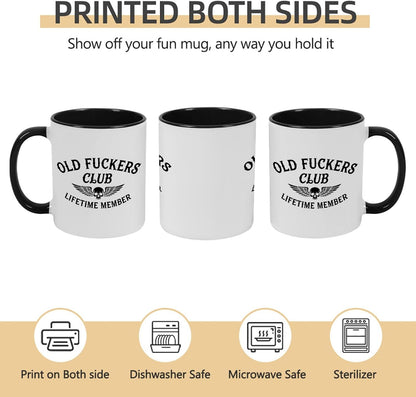 Old Fuckers Club, 100% Bitter Lifetimes Member travel coffee mug with handle