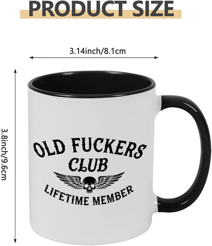 Old Fuckers Club, 100% Bitter Lifetimes Member travel coffee mug with handle