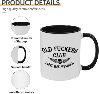 Old Fuckers Club, 100% Bitter Lifetimes Member travel coffee mug with handle