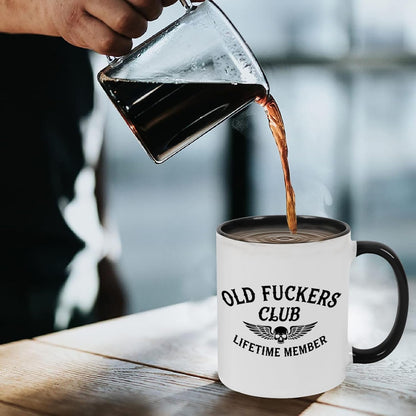 Old Fuckers Club, 100% Bitter Lifetimes Member travel coffee mug with handle