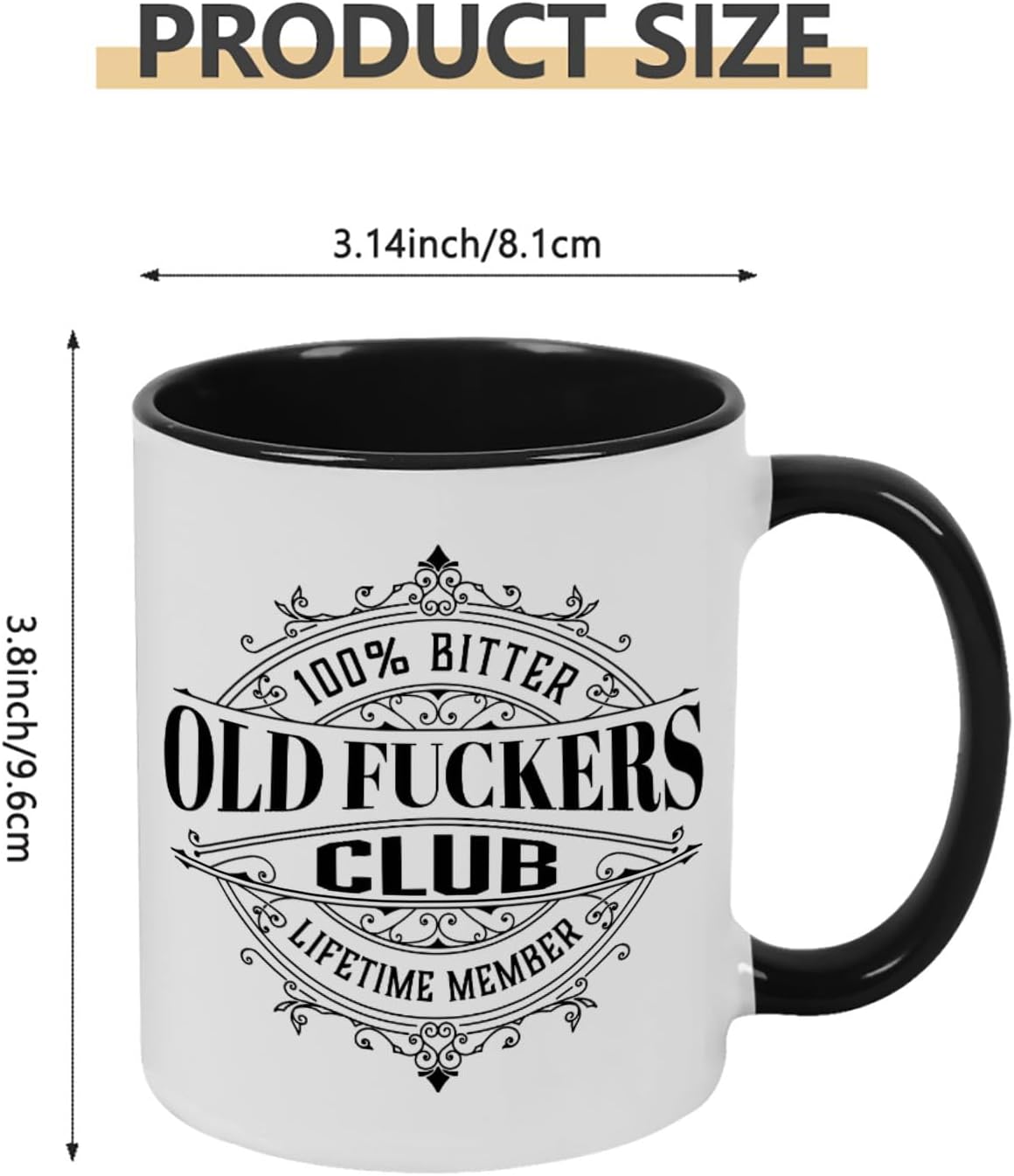 Old Fuckers Club, 100% Bitter Lifetimes Member travel coffee mug with handle