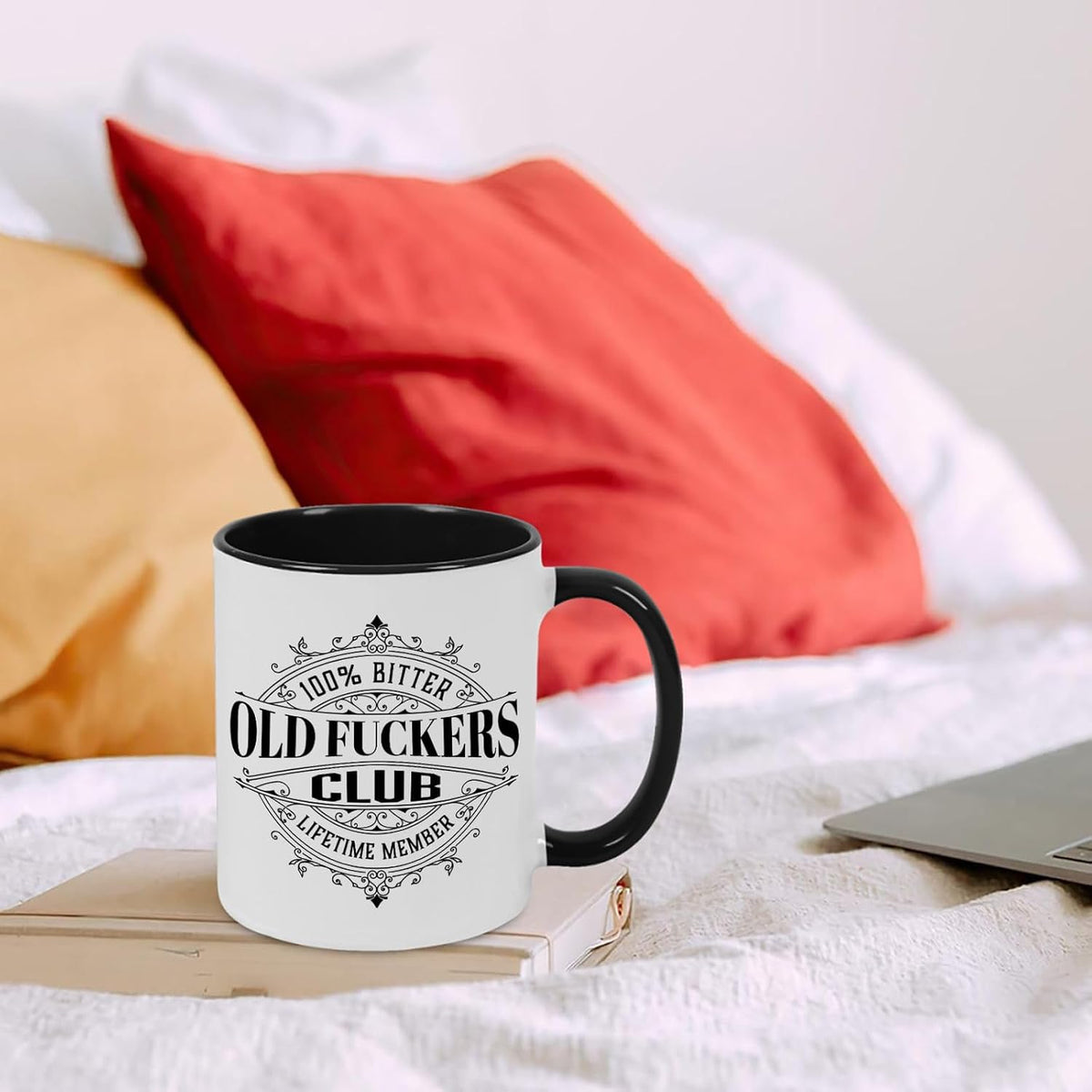 Old Fuckers Club, 100% Bitter Lifetimes Member travel coffee mug with handle