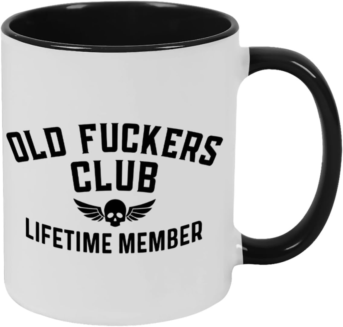 Old Fuckers Club, 100% Bitter Lifetimes Member travel coffee mug with handle