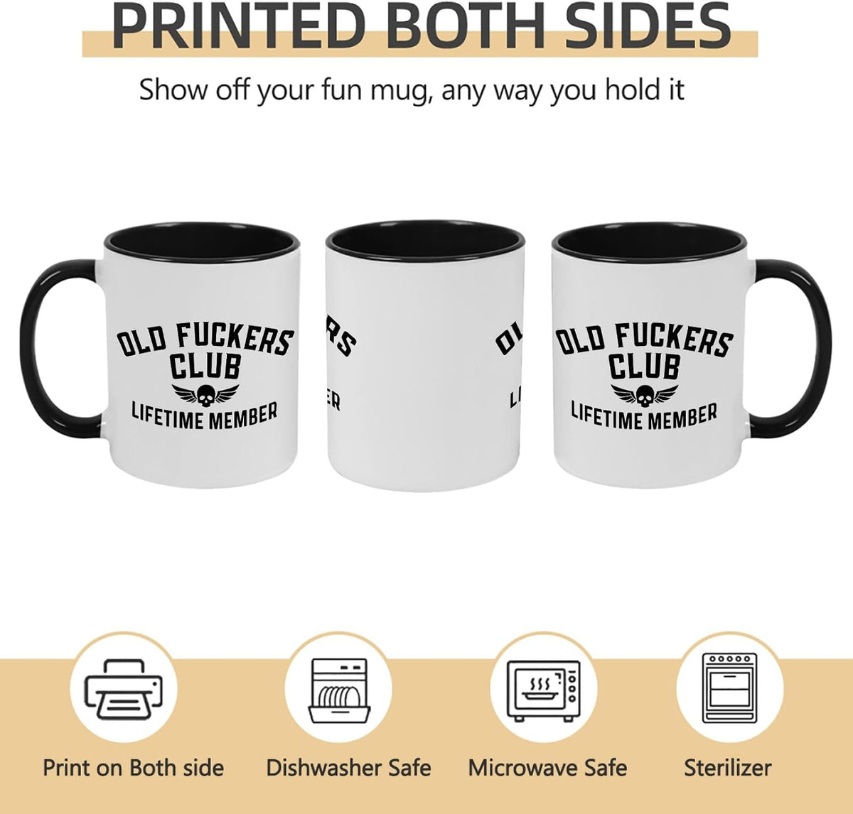 Old Fuckers Club, 100% Bitter Lifetimes Member travel coffee mug with handle