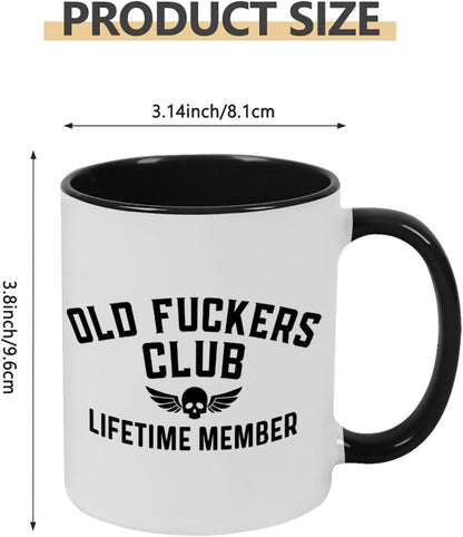Old Fuckers Club, 100% Bitter Lifetimes Member travel coffee mug with handle