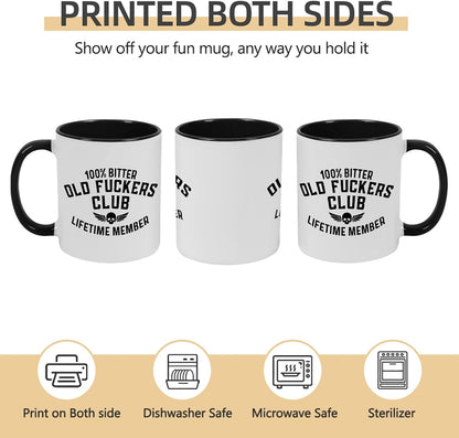 Old Fuckers Club, 100% Bitter Lifetimes Member travel coffee mug with handle