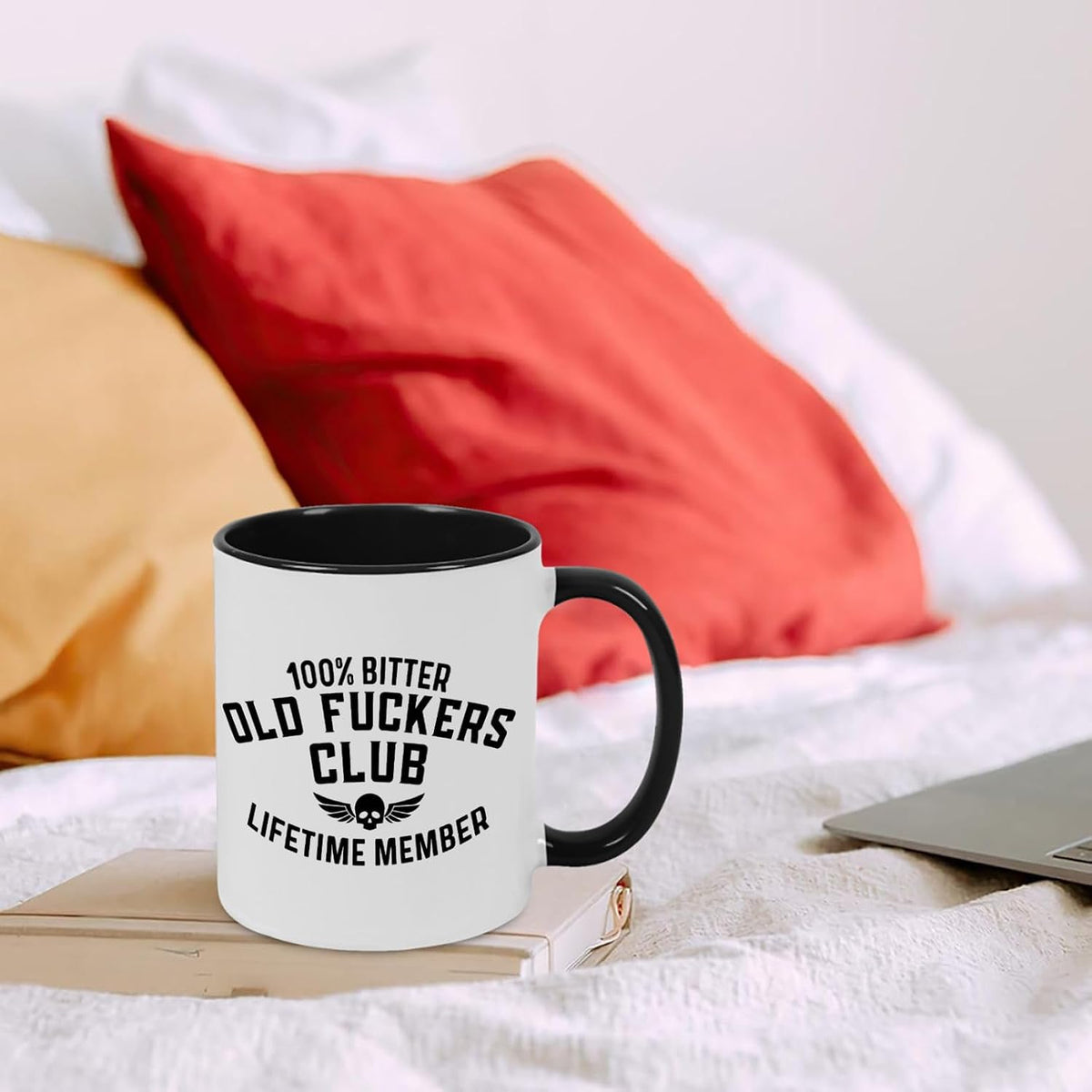 Old Fuckers Club, 100% Bitter Lifetimes Member travel coffee mug with handle