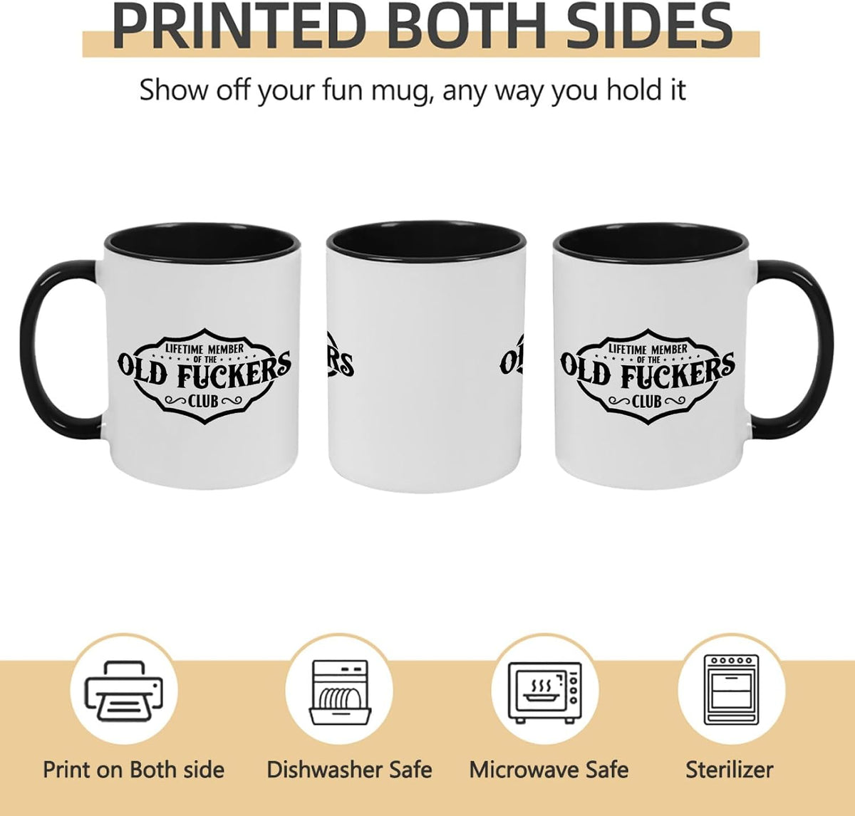 Old Fuckers Club, 100% Bitter Lifetimes Member travel coffee mug with handle